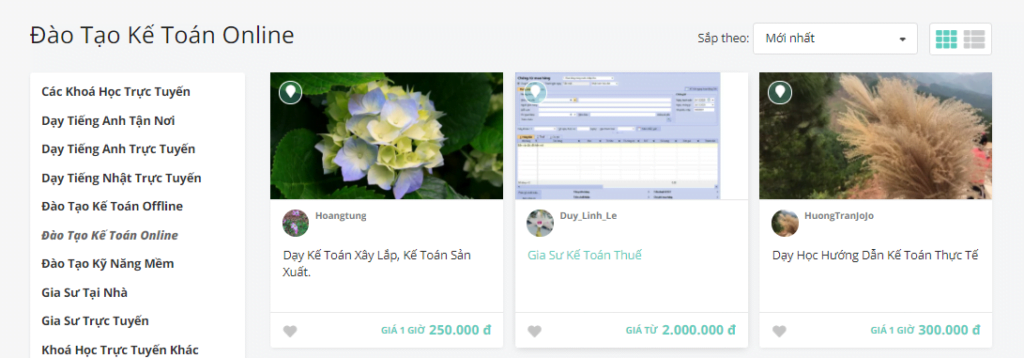 Một số dịch vụ Gia sư kế toán online có sẵn trên sàn Beelancer.vn