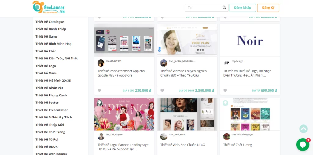 Một số dịch vụ thiết kế website của các Freelancer trên sàn giao dịch Beelancer
